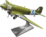 Replica Pre-Build Aircraf 1:100 For WWII C47/DC3 Die-cast Metal Aircraft Alloy Model (with Stand) Normandy Landing 75th Anniversary Commemorative Military Display Model Collectible Gifts Collection Gi