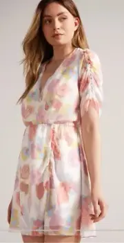 ted baker JULEAH Ruched Sleeve Detail Mini Dress sz 2 usa 6