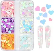 Nail Glitter | 6 Colors Heart Nail Crafts Glitter Sequins - Japanese Manicure Art Holographic Confetti Crafts Decals for Date Journals Travel