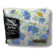 Vintage Morgan Jones No Iron Percale Floral Morning Glories Double Fitted Sheet