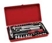 ASAHI TOOLS 1/4in Socket Wrench Set 34-pc set 0.9kg With Metal Case Japan