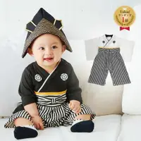 在飛比找ETMall東森購物網優惠-嬰兒長袖和服日系條紋寶寶哈衣