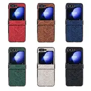 Phone Case For Samsung Galaxy Z Flip 6 Z Flip 5 Z Flip 4 Z Flip 3 Back Cover Shockproof Retro PC PU Leather