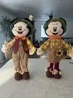 Disney Mickey & Minnie Scarecrow Autumn Decor Plush Doll Set 24" Harvest Greeter