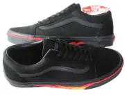 Vans Men's Old Skool Flame Wall All Black Canvas Suede Skate shoes Size 11.5 NIB