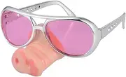MOBUTOFU Funny Sunglasses Clown Outfit Novelty Glasses Fashion Sunglasses for Women Funny Disguise Glasses Costume Sunglasses Costumes Dress Pink Clothing Miss Pig Nose