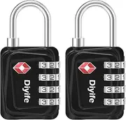 Diyife TSA Luggage Locks, [Updated Version] 4-Digit Security Padlock, [2 Packs] Resettable Zinc Alloy Small Combination Padlocks, Mini Code Lock for Travel Suitcases Luggage Bagpack Case (Black)
