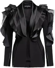 [Zadaos] Women Blazer Three Dimensional Ruffled Stitching Long Sleeve Blazer Coat Ladies Suit Jacket