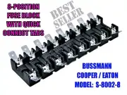 FUSE BLOCK, 8-POS, GLASS FUSES (i.e. 3A, ABC, AGC) + QUICK CONNECTS, BUSSMANN