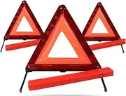 BUGUUYO Triangle Warning Sign Reflective Emergency Triangle for Road Safety Compact Car Storage Red
