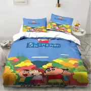 v12 Bed Sheets C-crayon Anime Cartoon Shin Bedding Set,Duvet Cover Comforter Bed Set Quilt Cover Pillowcase,King Queen Twin Size Boy Girl Adult 3-Piec