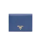 義大利品牌PRADA土耳其藍女用短皮夾