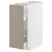 METOD / MAXIMERA base cabinet/pull-out int fittings, white/Upplöv matt dark beige, 30x60x80 cm