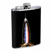 French Dubai Hotel D1 Flask 8oz Stainless Steel Hip Drinking Whiskey
