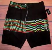 MENS VOLCOM BLACK SWIM BOARD SHORTS SIZE 36