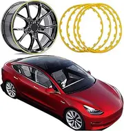Rim Protector Alloy Wheel Rim Protectors - Wheel Protector Black Alloy Wheel Repair kit (5 Colours Available)(Color:red,Size:20in)(Yellow,19in)