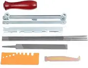 10 x Chainsaw Sharpener Kit Chain Saw File Set 5/32 (4mm) 3/16 (4.8 mm) 7/32(5.5 mm) Round Files, Flat File, Handle, Filing Guide, and Pouch for Sharpening