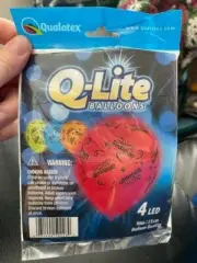 Qualatex Latex Balloons 4 ct 10" Q-Lite LED Multicolor Happy Birthday New!!!