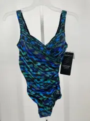 Miraclesuit Jewels of the Nile Colorblock Swimsuit 10 Padded Bra Stretch 6530880