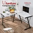 Computer Desk L-shaped Corner Workstation Study Table with Table Stand Office