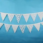 Party Decor Wedding Party Decor 3.2M 12 Flags Lace Fabric Cotton Fabric Bunting Pennant Garland Wedding Decoration Party Supplies