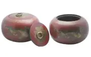 ORIENTAL TAO Pair Of 2 Go Game Stones Jujube Bowls Dragon Design
