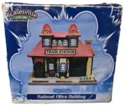RETRO SCALESVILLE RAILROAD OFFICE BUILDING POLYRESIN LIGHTED BUILDING 1/4 SCALE