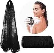 Kaiounni African Net Sponge, Real Black-Owned African Sponge, Authentic Exfoliator and Body Scrubber, Exfoliating Bath Wash Cloth for Back, Foot, and Scalp, Stretchable and Durable (Black)