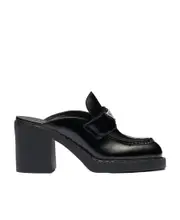 Chocolate brushed leather mules 35 black