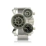 Men's Military Quartz Analog Wrist Watch Stainless-Steel Metal Mesh Strap Dur...
