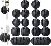 Cable Clips, 16 Pack Black Self Adhesive Cord Holder, Ideal Cable Management Cor