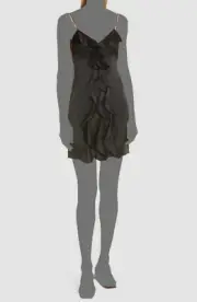 $495 Alice + Olivia Women's Black Mayer Ruffled Sweetheart Mini Dress Size 4