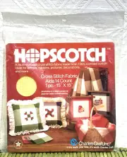 Hopscotch Cross Stitch Fabric 14 Count Yellows & White 15x15" NEW