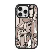 iPhone 16 Pro Impact Ring Stand Case MagSafe Compatible FACE MOSAIC SKETCH 1 DARK SKIN IPHONE, ABSTRACT MINIMAL PEOPLE ILLUSTRATION By Ebi Emporium