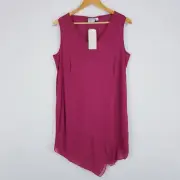 TS Taking Shape Womens Size XS 14 Plus Pink Double Sheer Layered S/less Top