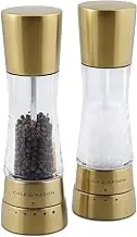 Cole & Mason Derwent Matt Gold Salt and Pepper Mills, Adjustable Grind Settings, Gourmet Precision+, Stainless Steel/Acrylic, 190 mm, Gift Set, Includes 2 x Salt and Pepper Grinders