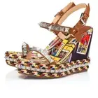 Christian Louboutin Pyraclou 110 Tarot Card Platform Wedge Sandal Heel Pump 39