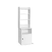 Costway Bedside Table Nightstand End Table Bookshelf w/Charging Station Bedroom White