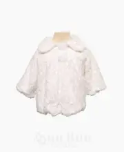 J516 Girl Faux Fur Short Sleeve Pattern Bolero Jacket