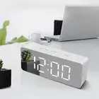 Digital LED Desk Alarm Clock Large Mirror Display USB Charge Snooze Temperature