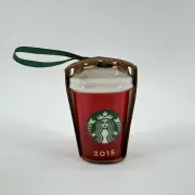 NEW Starbucks 2015 Mini Red Travel Mug/To-Go Cup Ceramic Christmas Ornament