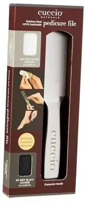 Cuccio Naturale Reusable Stainless Steel Pedicure File Kit with 30 Extra