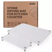 (2 PCS) Stone Drying Mat for Kitchen Counter by - 12" x 16" Quick Absorbent D...