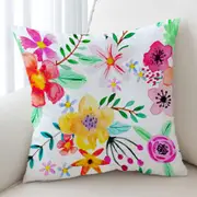 Lovely Modest Painting Colorful Flowers Cushion Cover