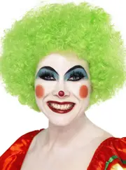Fluffy Green Clown Afro Womens Costume Wig