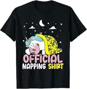 [X.Style] Napping Unicorn Pajama Cute Power nap Sleep ds1134 T-Shirt Black