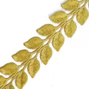 1-3/8 Inch Iron on metallic leaves trim, 1-Yard, SMB-3004