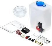 KEMIMOTO Windshield Washer Fluid Reservoir, 12V Universal Car Windshield Washer Pump Washer Fluid Reservoir Bottle with Spray Switch Button Easy to Install