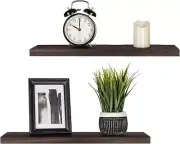 2 PK 17" Floating Shelves Rustic Wood Wall Mounted Shelf with Invisible Brackets