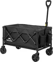 Naturehike Lightweight Cart, Collapsible Portable Wagon Cart, 80 Liters Camping Cart, Maximum 100 Liters, Garden Outdoor Park Utility Beach Trolley (Black)